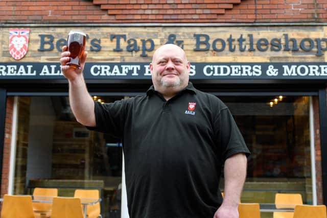Owner of Ben's Brewery Ben Haydock with a pint to celebrate the opening of Ben's Tap and Bottleshop in Chorley