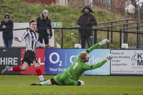 Jack Hazlehurst gives Chorley the lead against Rushall Olympic Picture: David Airey