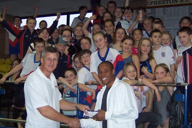 Special guest Preston North End left back Matt Hill presented 80 tickets for the PNE v Crystal Palace match at the Preston Swimming Club's Annual Championships at West View Leisure Centre