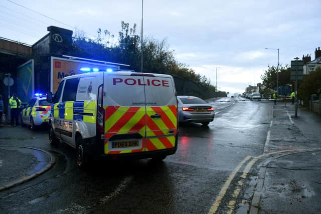 Photo Neil Cross; Scene of the police incident on Tulketh Brow, Preston