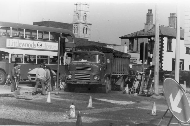 In this image you can see one of the Preston Farmers lorries waiting to turn on to London Road from New Hall Lane