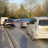 Cars parked on the motorway bridge on matchdays
