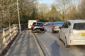 Cars parked on the motorway bridge on matchdays