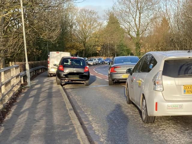 Cars parked on the motorway bridge on matchdays