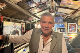 Ricky Stephenson, 63 from Longon has seen Elton John in concert an impressive 233 times. He is pictured in his Elton John themed music room at home.