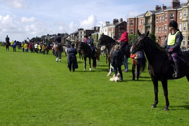 Horseman's service on Lytham Green - the riders gather for the service