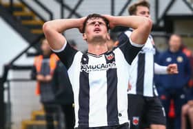 One of Chorley's goalscorers Mike Calveley can't believe the Magpies were beaten 4-3 by Gloucester(photo: Stefan Willoughby)