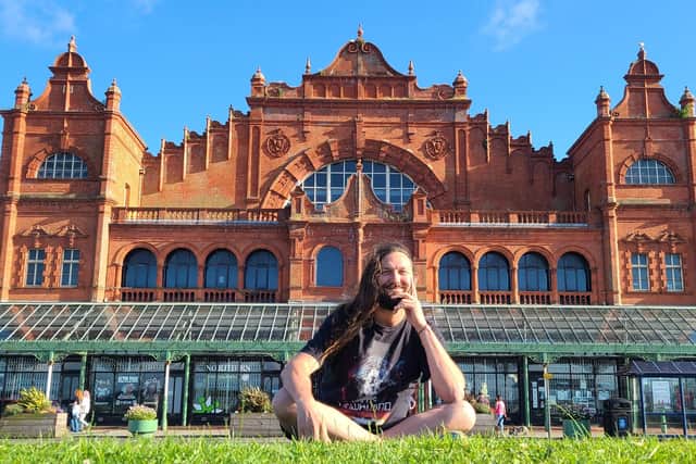 Festival organiser Matt Panesh outside Morecambe Winter Gardens which is hosting some of the festival.