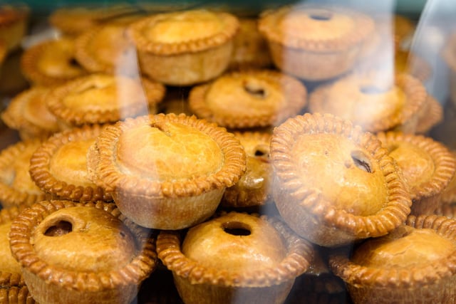 Some of the pies available at The Pork Shop in Walmer Bridge on Liverpool Old Road