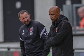 Andy Preece (right) on the touchline on Saturday (photo: David Airey/dia_images)