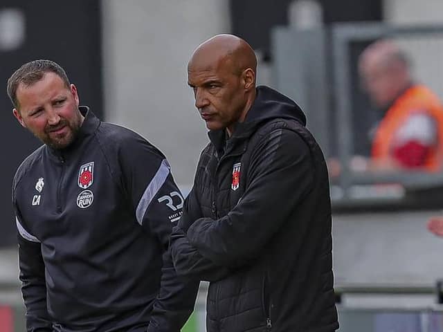 Andy Preece (right) on the touchline on Saturday (photo: David Airey/dia_images)
