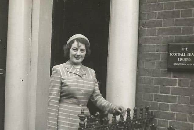 Mary 'Molly Williams' at the Football League's then HQ in Starkie Street, Preston, where she worked.
