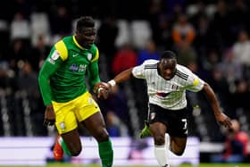 Preston North End defender Bambo Diaby battles with Fulham's Neeskens Kebano at Craven Cottage