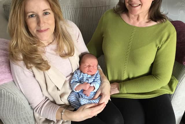 Sam as a baby with his mum Rachel and aunt Rhiannon Jones