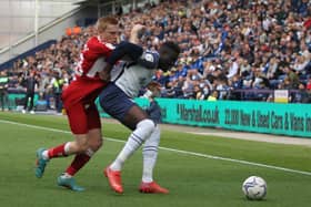 Preston North End's Bambo Diaby in action with Middlesbrough's Duncan Watmore.
