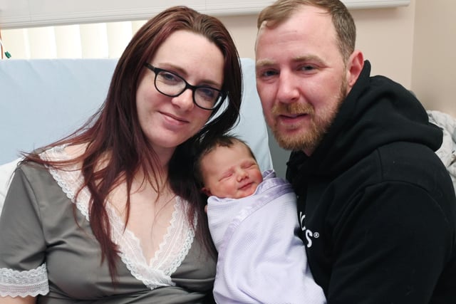 Annabelle Cosens and Richard Kellett from Chorley with baby Finley, born 8.41am on 23rd April, weighing 7lb 8oz.