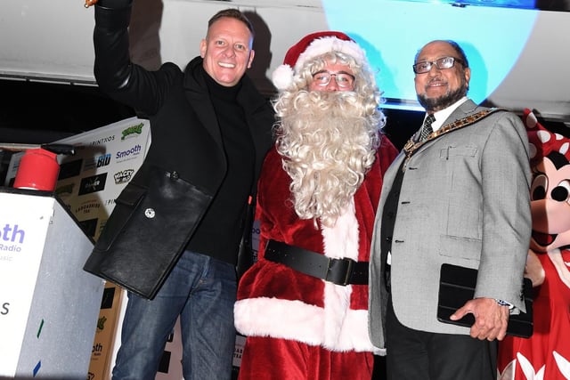 Antony with Santa and the Mayor