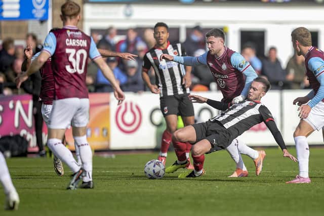 Joe Nolan makes a tackle against South Shields (photo: David Airey/dia_images)