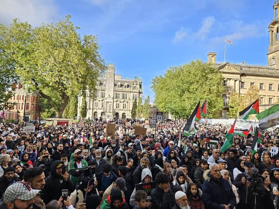 Thousands of people stood together at the Flag Market in Preston for the rally
