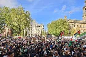 Thousands of people stood together at the Flag Market in Preston for the rally