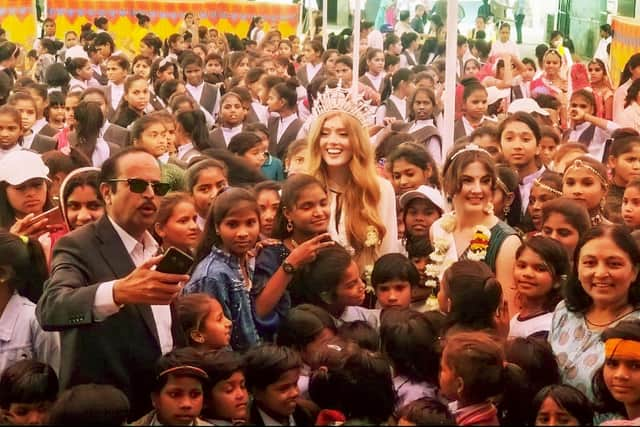 The huge crowd during the visit to India.