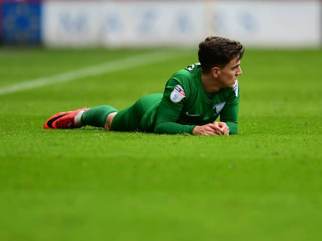 Preston North End's Josh Harrop lies down