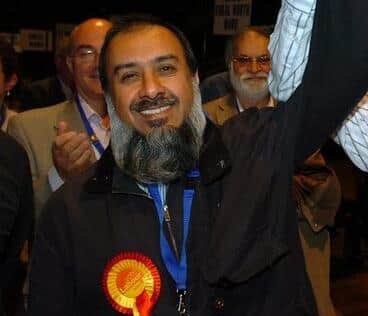 Cllr Ismail Bax, pictured in the wake of an election victory for the party that has now suspended him over a retweet