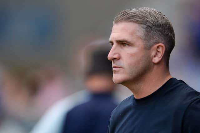 Preston North End manager Ryan Lowe looks on at Cardiff.
