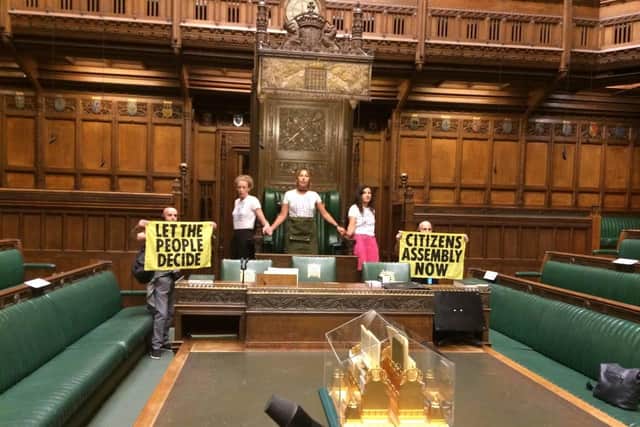 Extinction Rebellion takes action inside Parliament to demand a Citizens’ Assembly.