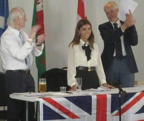 Spanish far-right figure Isabel Peralta pictured at the Heritage and Destiny event in South Ribble earlier this month (image: Searchlight magazine via X)