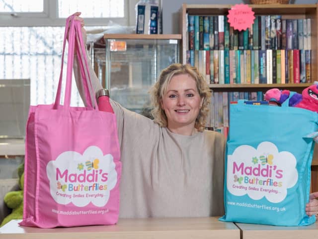 Samantha Allan with smile bags
