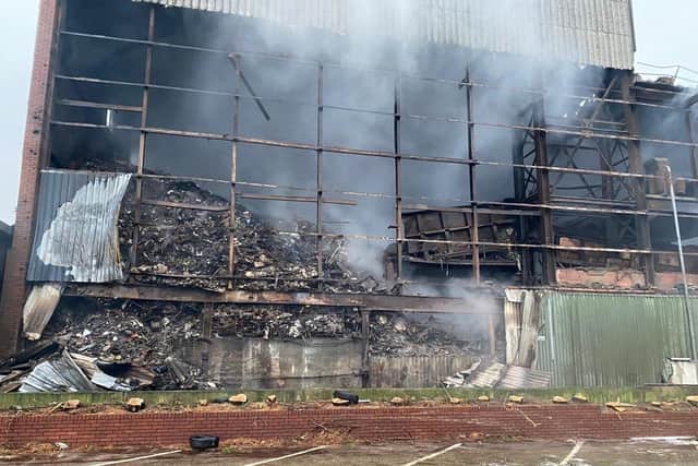 The fire at the former power station in Lancaster involved 13,000 tonnes of commercial waste.