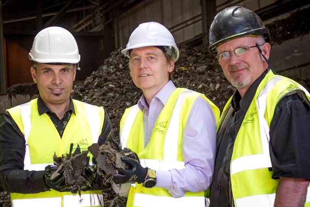 Recycling Lives ASR team, from l-r Recycling Lives’ Dr Ala Khodier, UCLan’s Professor Karl Williams and Recycling Lives’ Gary Halpin.