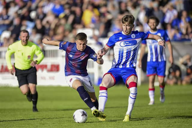 Match action from AFC Fylde's game against Hartlepool United (photo: Steve McLellan)