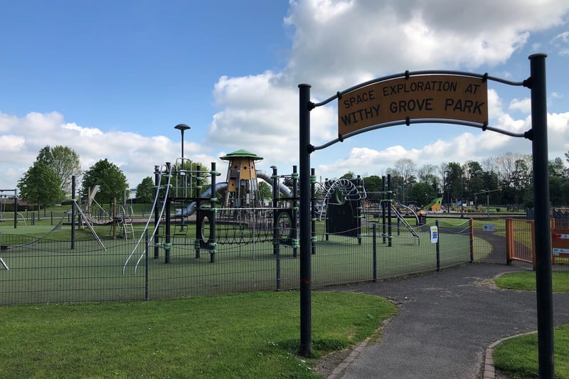 Withy Grove Park in Bamber Bridge has a pirate-themed sandy area for smaller children, and slides, climbing frames, bridges, and skate areas for older ones.
Free parking is available as well.