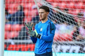 Preston North End's Freddie Woodman warms up.