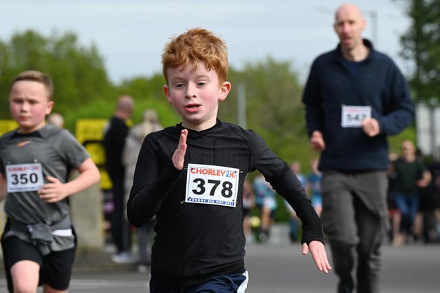 Action from the 2K family run, part of the events at Chorley 10K.