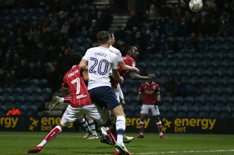 Bristol City's Famara Diedhiou scores his side's only goal of the game