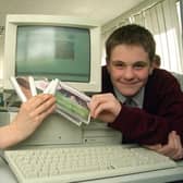 Gemma Collinson and Scott Croly of Longridge High School, working on a CD at Preston College in 1998
