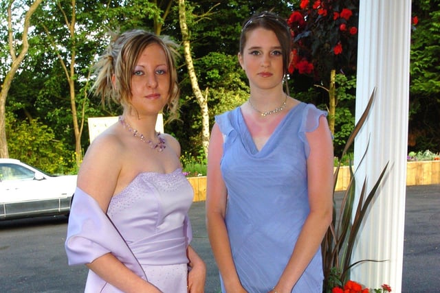 Danielle Moss and Laura Hardie are dressed up ready for the Fulwood High School leavers ball in 2005