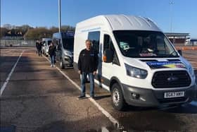 The four-vehicle convoy from Preston the the Ukraine border.