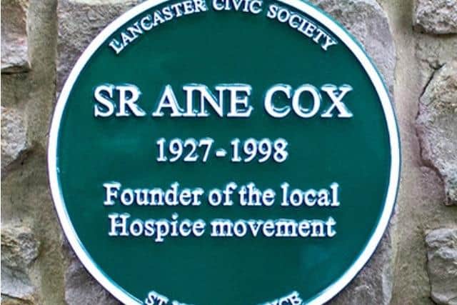 Commemorative Heritage Plaque to Sr Aine Cox. Photo David Morgan.
