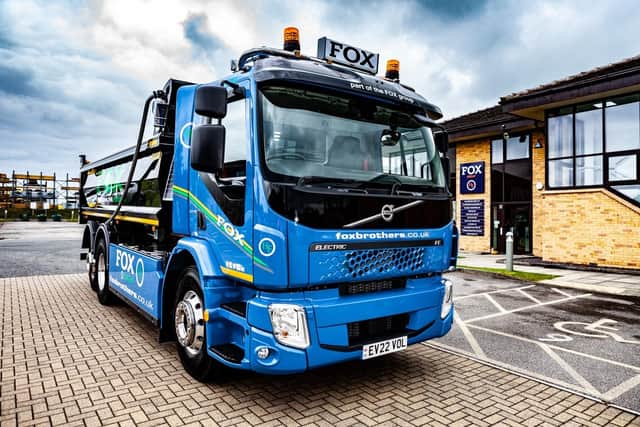 One of the two new electric powered trucks at Fox Group in Lancashire