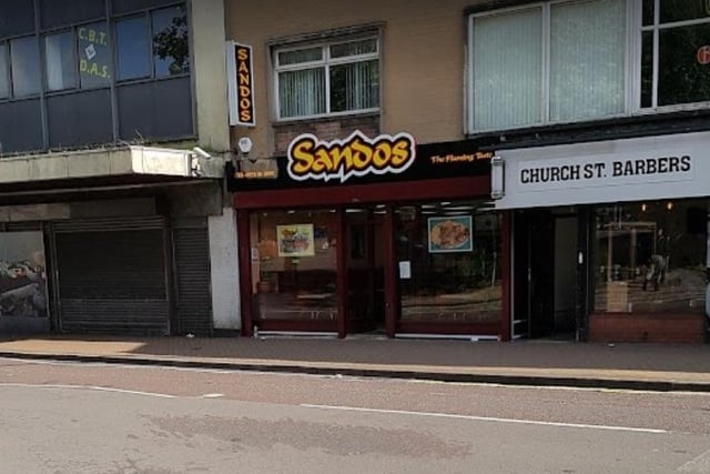 Sandos on Church Street has a rating of 4.4 out of 5 from 455 Google reviews