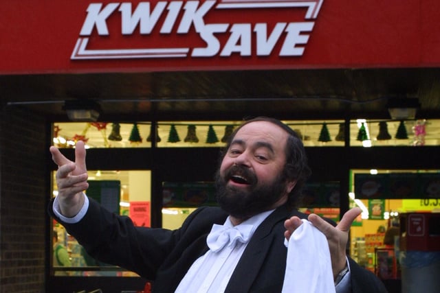 Pavarotti impersonator outside Kwik save