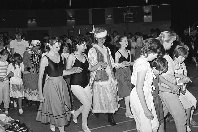 This group are taking part in a dance workshop at Morecambe's Superdome as part of the Folklore Fiesta which took place in various locations across the Fylde Coast