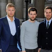 Freddie Flintoff, Jack Whitehall and Jamie Redknapp arrive for the screening of 'A League Of Their Own US Road Trip' at British Museum in April 2016.  (Photo by Eamonn M. McCormack/Getty Images)