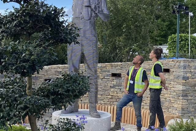 John and George Everiss take a closer look at the statue created for the RAF Benevolent Fund Garden