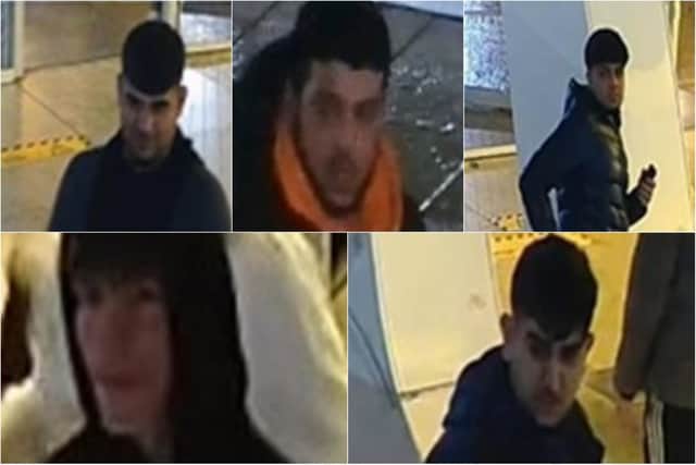 Officers want to speak to these men following a brawl in Blackburn (Credit: Lancashire Police)