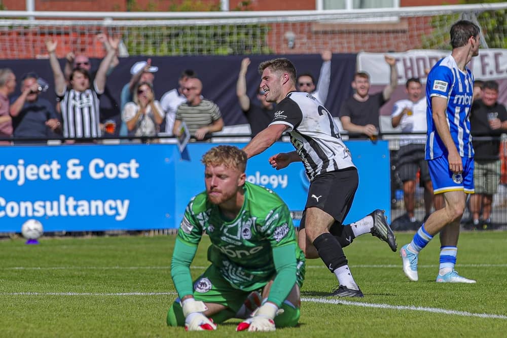 Elliot Taylor celebrates his goal last weekend